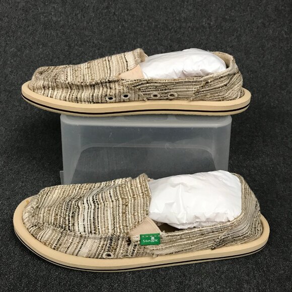 Sanuk Donna Sidewalk Surfer Women’s 7 Beige Woven Canvas Slip-On Loafers NWOB - Picture 2 of 7